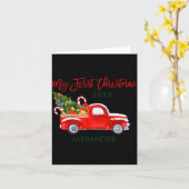 My First Christmas Truck Candy Canes Green Red Bab カード (黄色い花)