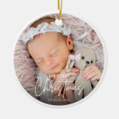 My First Christmas White Personalized Baby Photo セラミックオーナメント (正面)