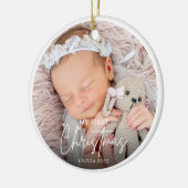 My First Christmas White Personalized Baby Photo セラミックオーナメント (左)