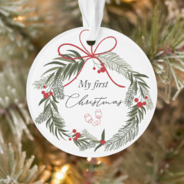 My First Christmas with Christmas Wreath オーナメント
