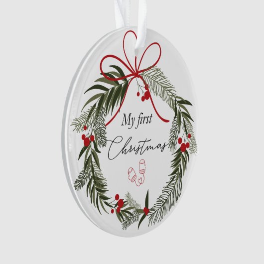 My First Christmas with Christmas Wreath オーナメント (正面)