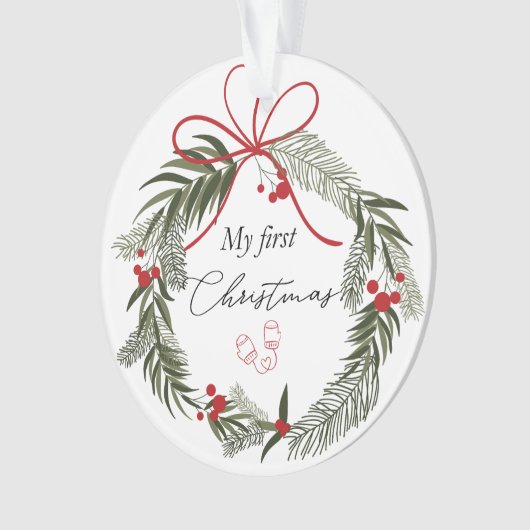 My First Christmas with Christmas Wreath オーナメント (正面)