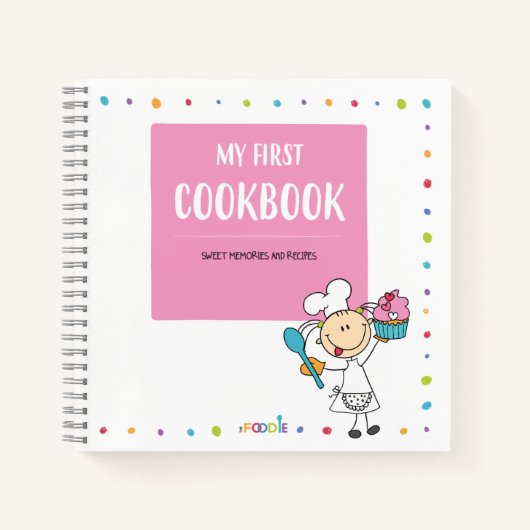 「MY FIRST COOKBOOK」キッズレシピ渦巻き型ノート ノートブック (正面)
