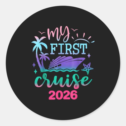 My First Cruise 2026 Family Vacation Trip Ship Mat ラウンドシール (正面)