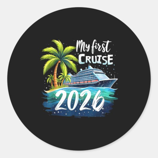 My First Cruise 2026 Funny First Time Cruise Vacat ラウンドシール (正面)