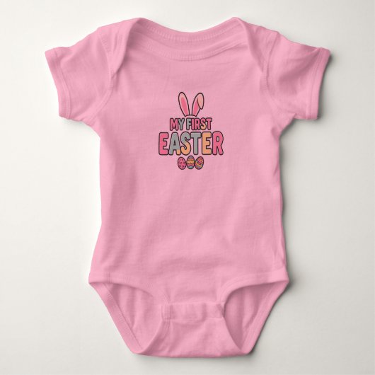 My First Easter Baby Bodysuit Cute Bunny Oufit ベビーボディスーツ (正面)