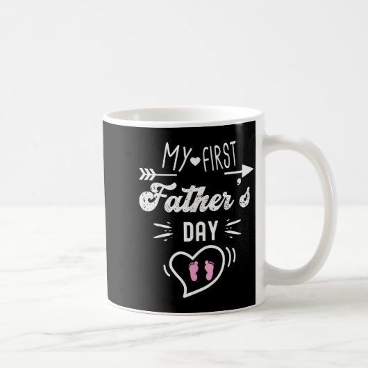 My First Father's Day First Time Daddy New Dad Mat コーヒーマグカップ (右)