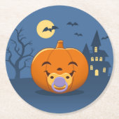 My First Halloween Pacifier Pumpkin ラウンドペーパーコースター (正面)