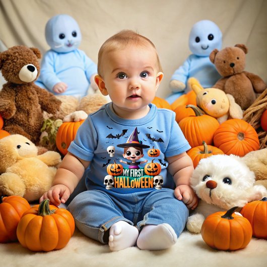 My first Halloween: Scares and laughter! ベビーTシャツ