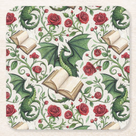My First Loves - Dragons and Books スクエアペーパーコースター