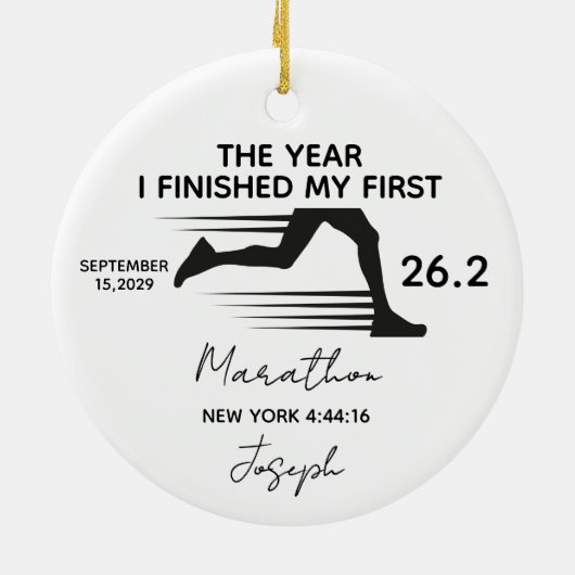 My First Marathon 26.2 Custom Name & Year セラミックオーナメント (裏面)