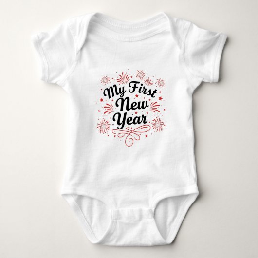 My First New Year 2026 Baby  Cute New Year outfit ベビーボディスーツ (正面)