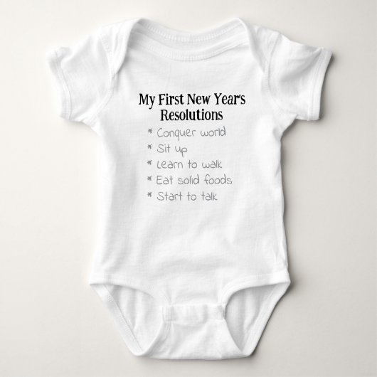 My First New Year's Resolutions, Unisex, Funny    ベビーボディスーツ (正面)