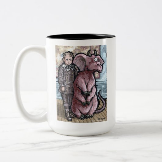 My First Pet #6 – 超現実的な奇妙なゴシック生物 ツートーンマグカップ (左)