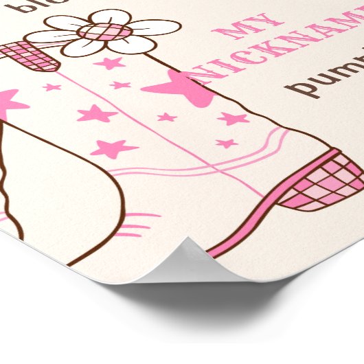 My First Rodeo女性のカーボーイピンクの茶色の写真マイルストーン ポスター (角)