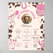 My First Rodeo女性のカーボーイピンクの茶色の写真マイルストーン ポスター (正面)