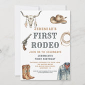 My First Rodeo Cowboy 1st Birthday 招待状 (正面)