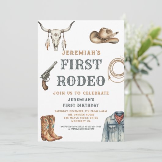 My First Rodeo Cowboy 1st Birthday 招待状 (スタンド正面)