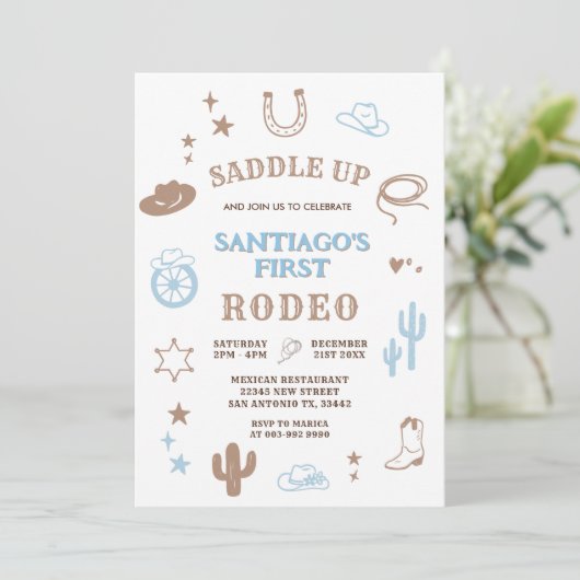 My First Rodeo Cowboy Birthday 招待状 (スタンド正面)