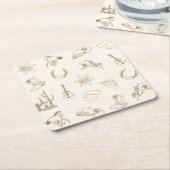 My First Rodeo Cowboy Birthday Neutral スクエアペーパーコースター (アングル)