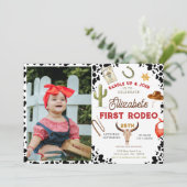 My First Rodeo Cowboy photo 1st Birthday 招待状 (スタンド正面)