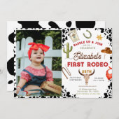 My First Rodeo Cowboy photo 1st Birthday 招待状 (正面/裏面)