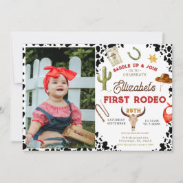 My First Rodeo Cowboy photo 1st Birthday 招待状