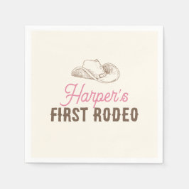 My First Rodeo Personalized Pink Cowgirl Birthday スタンダードカクテルナプキン