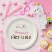 My First Rodeo Personalized Pink Cowgirl Birthday ペーパープレート (パーティー)