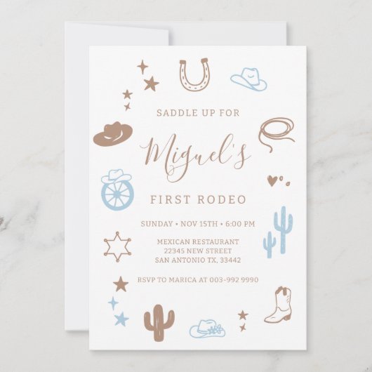 My First Rodeo Southern Cowboy Birthday Invitation 招待状 (正面)