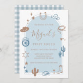 My First Rodeo Southern Wild West Cowboy Birthday  招待状 (正面/裏面)