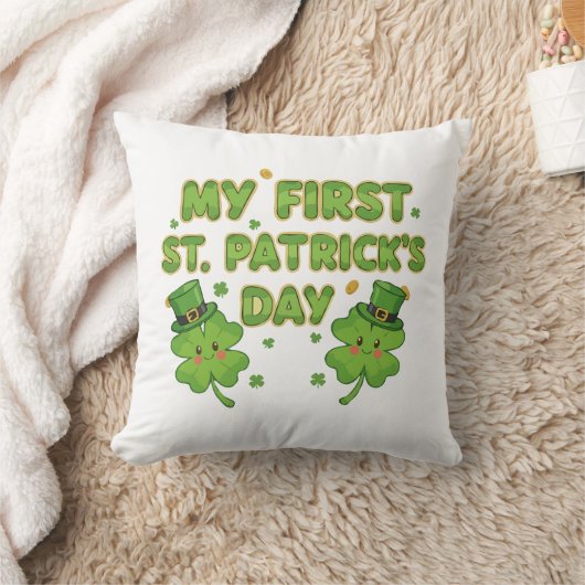 My First St. Patrick's Day | Cute Kawaii Shamrock  クッション (ブランケット)
