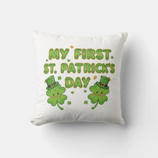 My First St. Patrick's Day | Cute Kawaii Shamrock  クッション