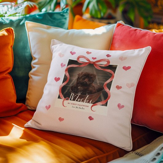 My First Valentine Personalized Pet Photo Pillow クッション