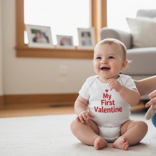 My First Valentine Sweet Valentine's Day Outfit ベビーボディスーツ