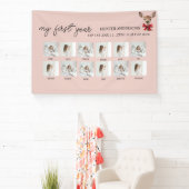 My First Year 12-Photo Pink & Red Deer | Woodland  横断幕 (インサイチュ)