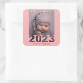 My First Year 2023切り出しモダンベビー写真サンゴ スクエアシール (バッグ)