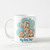 "My First Year  Adorable Baby Milestone Teddy Bear コーヒーマグカップ (左)
