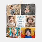 My First Year Baby Boy Photo Collage Cute 2 Sided セラミックオーナメント (左)