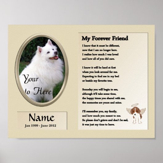 My Forever Friend Dog Memorial – ペット – ベージュ ポスター (正面)