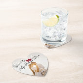 "My Forever Love"赤いローズエレガントハート形 ペーパーコースター (インサイチュ)