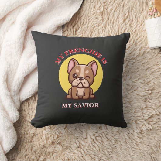 My Frenchie Is My Savior cute French Bulldog Meme クッション (ブランケット)