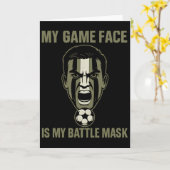 My Game Face Is My Byttle Mask Soccer Fan Camo Gra カード (黄色い花)