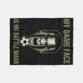 My Game Face Is My Byttle Mask Soccer Fan Camo Gra フリースブランケット (正面(横))