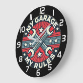 My Garage My Rules  mechanic gift ラージ壁時計 (傾斜)