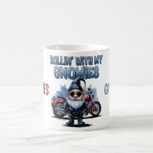 My Gnomies Funny Motorcycle Gnome Coffee Mug