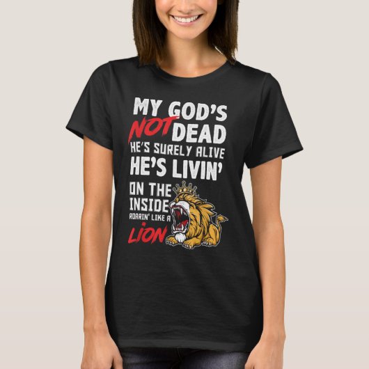My God is Not Dead Lion Jesus Christ Christian Fai Tシャツ (正面)