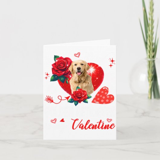 My Golden Retriever Is My Valentine Owner Floral H カード (正面)