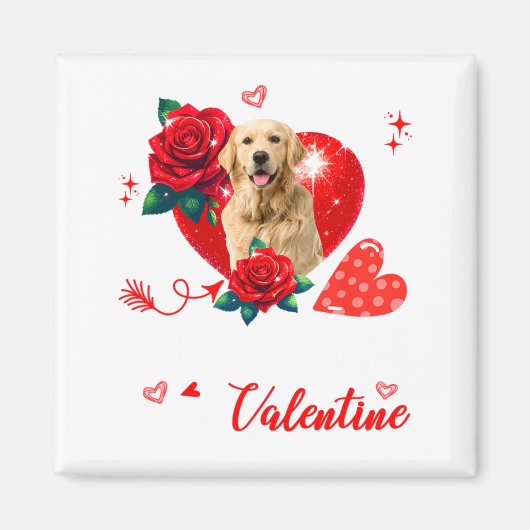 My Golden Retriever Is My Valentine Owner Floral H マグネット (正面)