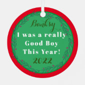 My Good Dog Photo Christmas メタルオーナメント (裏面)